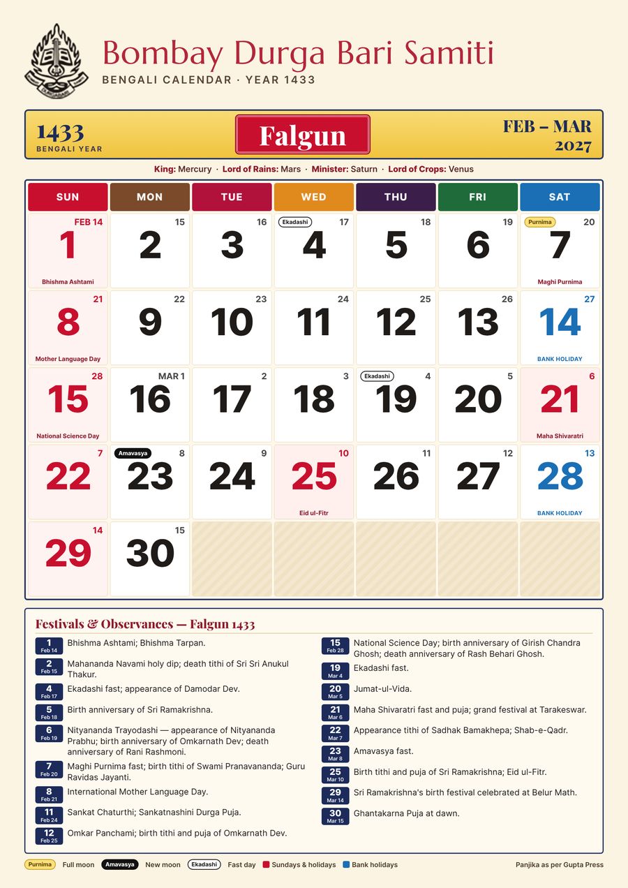 Falgun 1433 – Bengali calendar in English