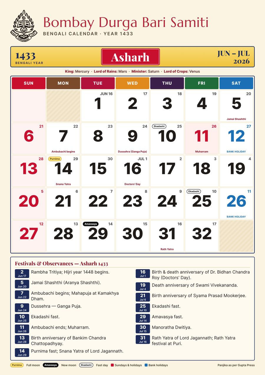 Asharh 1433 – Bengali calendar in English
